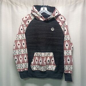 Hooey Men's S Charcoal Roughy Summit Aztec Print Western Hoodie Sweatshirt